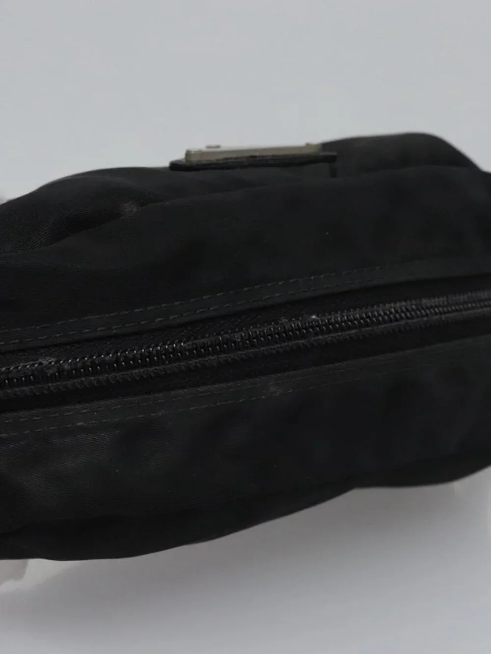 PRADA Pouch Nylon Black Silver Auth bs22990